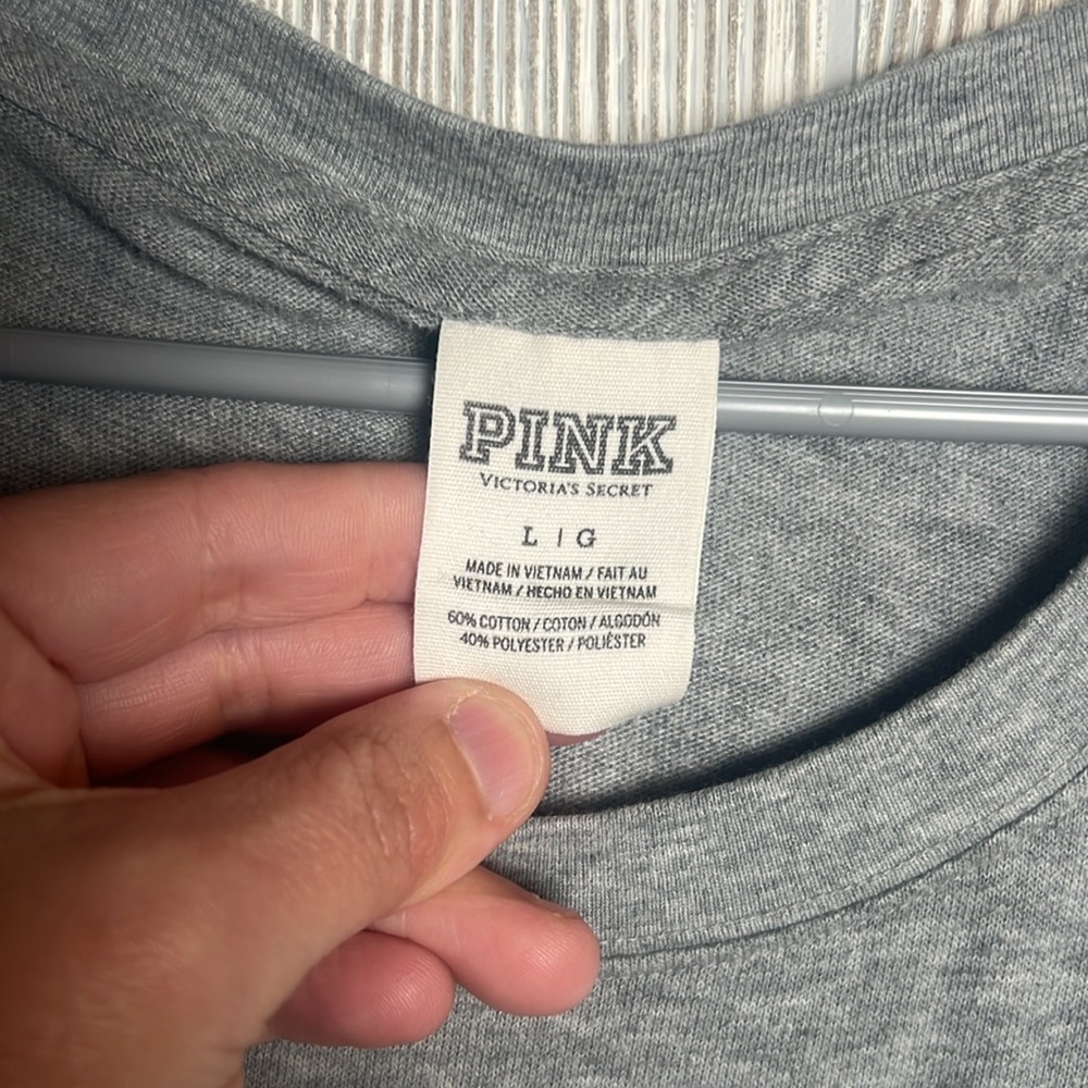 PINK Victoria's Secret Heather Gray 3/4 Sleeve Size Large - Picture 2 of 5